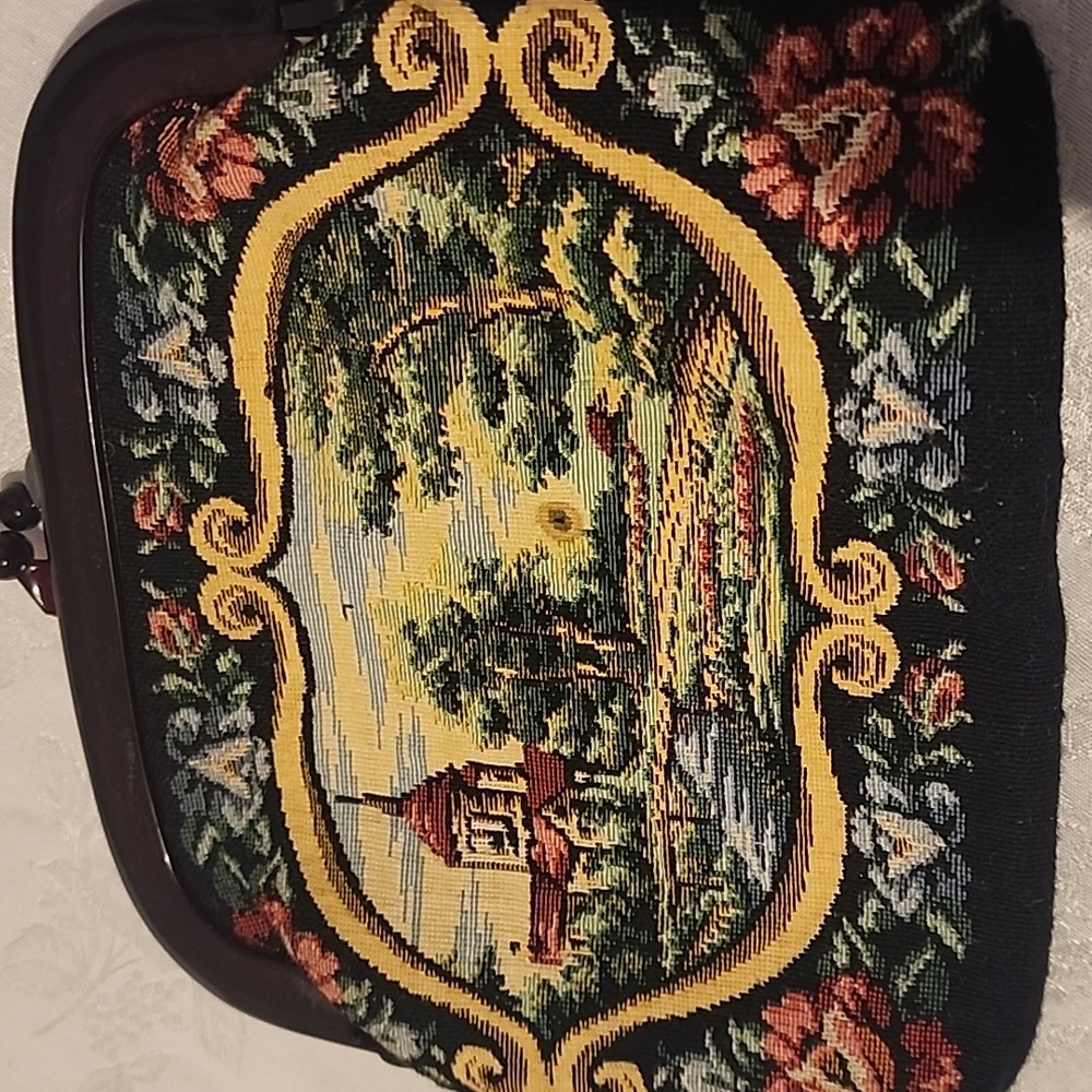Vintage Tapestry Clutch with Floral Design - Picture 2 of 4